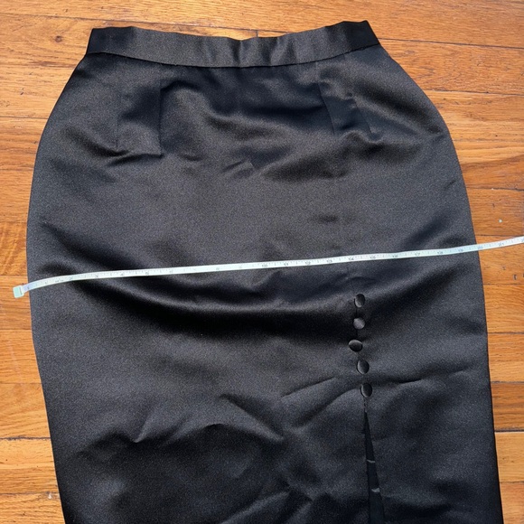 Alex Evenings Poly Satin long black slit skirt Gorgeous! EUC - Picture 7 of 8